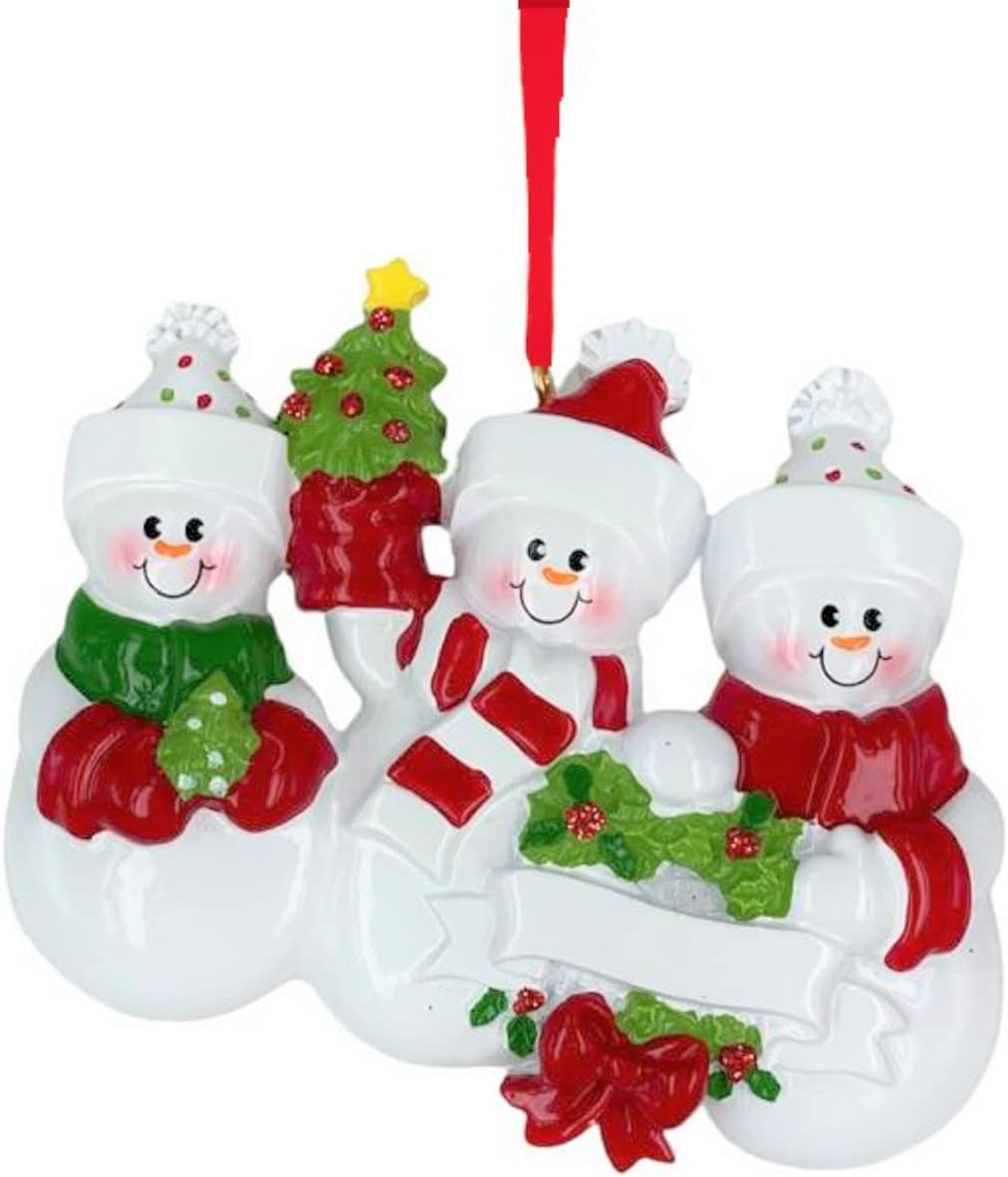 Snowman Family of 3 Christmas Ornament 2025 Personalized Family Christmas Ornaments 2025 | Snowpeople Personalized Tree Ornaments Customizable Gifts Keepsake Snowman of Three Ornament Frosty Friends