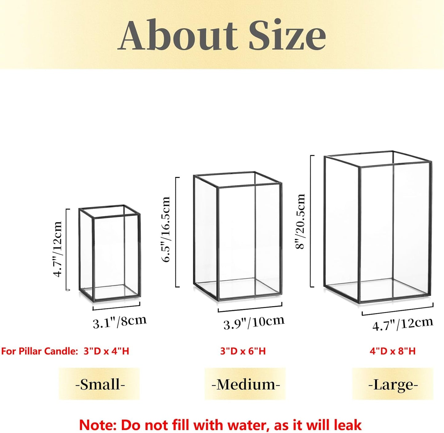 Glass Hurricane Candle Holder Large - Hewory 18pcs Black Rectangle Flower Holders Centerpiece for Table, Tall Floor Square Pillar Candle Lantern for Wedding, Anniversary, Party, Fireplace, Dining Room