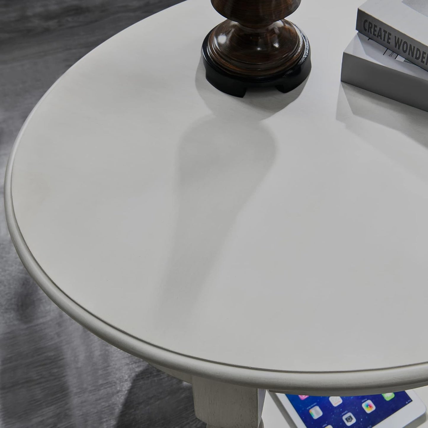 MODERION Oval End Table with Drawer, Solid Wood Sofa Side Storage Shelf, Traditional Living Room Corner Table, Nightstand, Easy Assembly 28INCH x 22INCH 24INCH Antique Walnut CJZ2233RW White