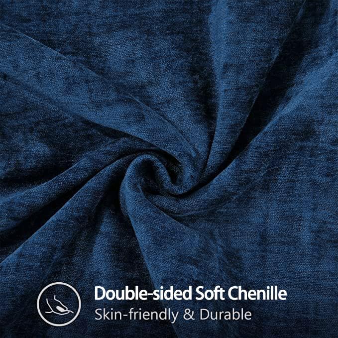 decorUhome Chenille Soft Throw Pillow Covers 12x20 Set of 2, Lumbar Velvet Farmhouse Neutral Decorative Euro Pillow Covers with Stitched Edge for Couch Sofa Bed Home Decor, Poseidon