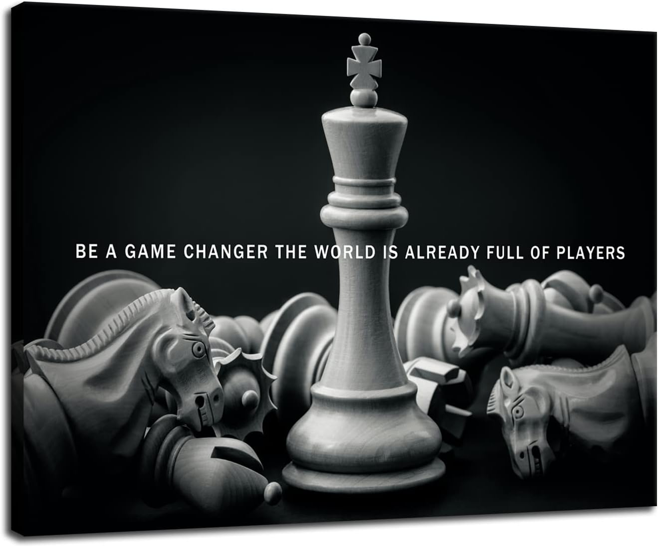 Inspirational Wall Art International Chess Motivational Poster Be A Game Changer The World Is Already Full Of Players Canvas Painting Prints Wall Pictures for Home Decor Framed Artwork [18''W x 24''H]