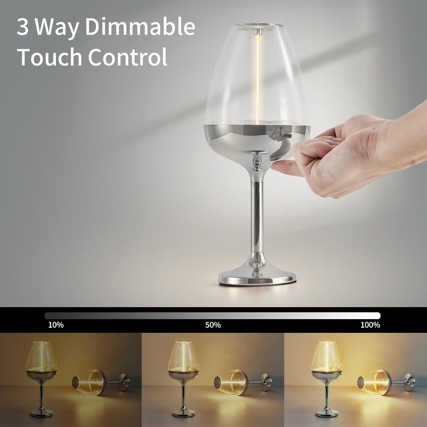 Romantic Cordless Table Lamp Adjustable - Table Lights 3 Modes (Light, Dark, Breathing), Touch Lamp, Battery Operated-IP65 Waterproof for Outdoor Patio/Restaurants/Home/Dinner