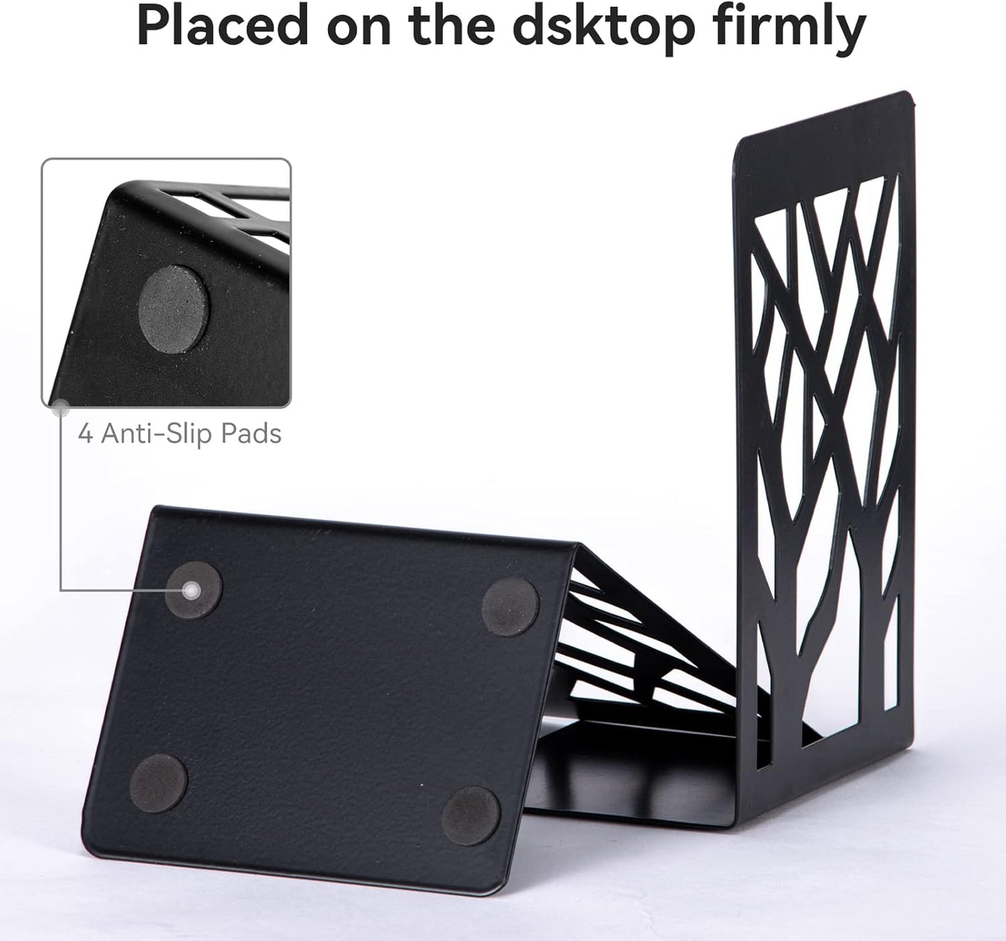 Book Ends, Bookends, Bookends for Shelves, Bookend, Book Ends for Heavy Books, Black Metal Book Shelf Holder Home Decorative, Book Stoppers for Shelves, Bookend Supports 5 Pair