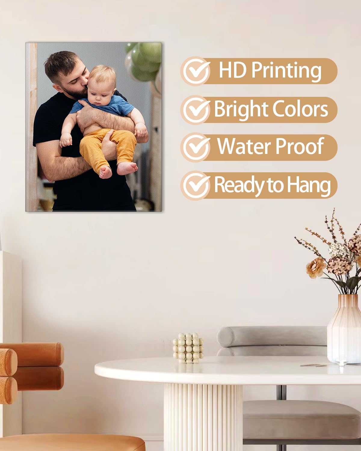 AbcCustomize Canvas Prints with Your Photos, Custom Canvas for Living Room and Bedroom Decor, Personalized gifts for Friends Lover and Family, Canvas Wall Art for Gifts & Keepsakes, Ready to Hang