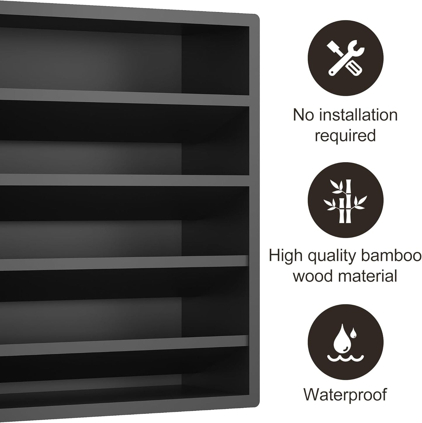 Orimade 4 Tier Spice Rack Organizer for Cabinet, Freestanding Bamboo Seasoning Rack for Countertop, Cupboard, Pantry, Kitchen, 13.18 x 4.13 x 12.2 inches(Spice Jars Not Included), Black