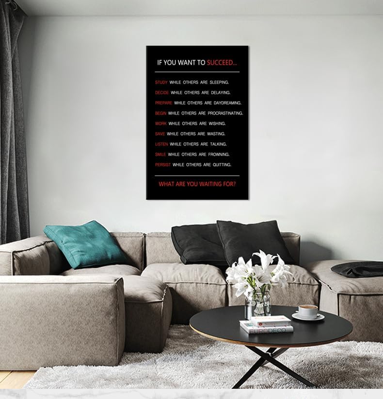 If You Want to Succeed Motivational Wall Art for Office Inspirational Painting Positive Entrepreneur Quotes Canvas Poster Pictures Print Wall Decor Artwork for Living Room Framed [24''Wx 36''H]
