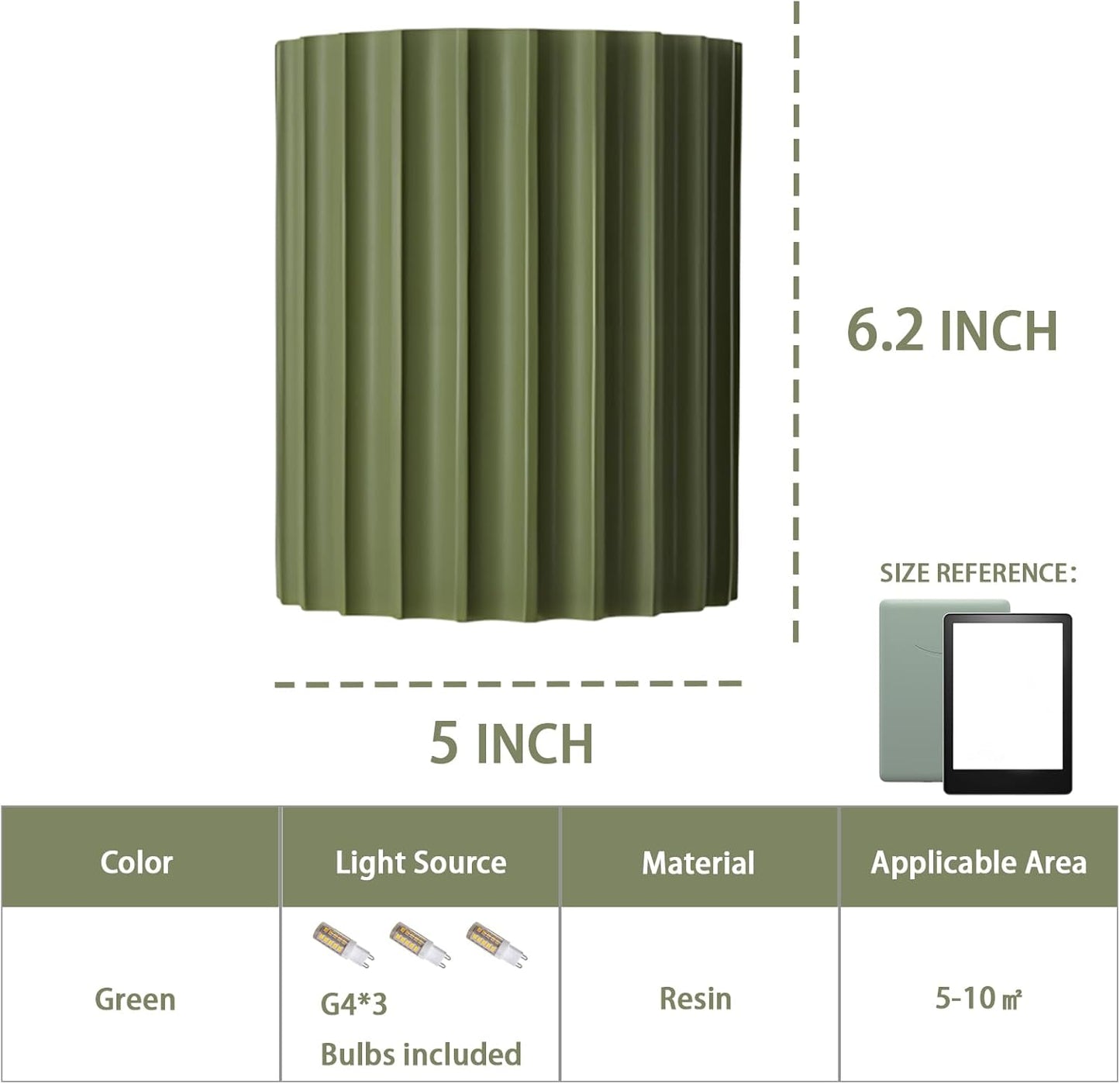 LightInTheBox Modern LED Wall Sconce Minimalist Resin Wall Light Nordic Style Half-Cylinder Tree Root Desgin Up and Down Light for Stairs Hallway Bedroom Home (Green)