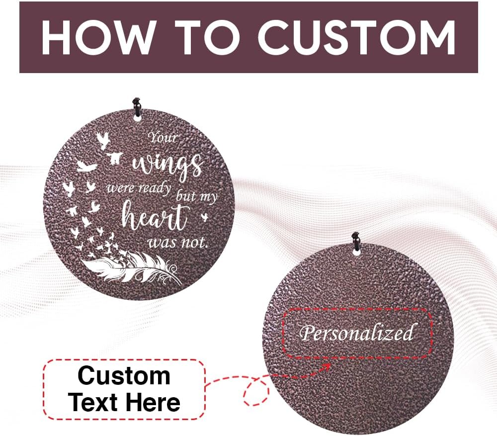 Wind Chimes Personalized, Metal Deep Tone Wind Chimes in Loving Memory, Custom Text for Loss of Loved Mom/Dad, Sympathy Gifts Wind Chime Memorial Gifts for Funeral Outdoor 36inch