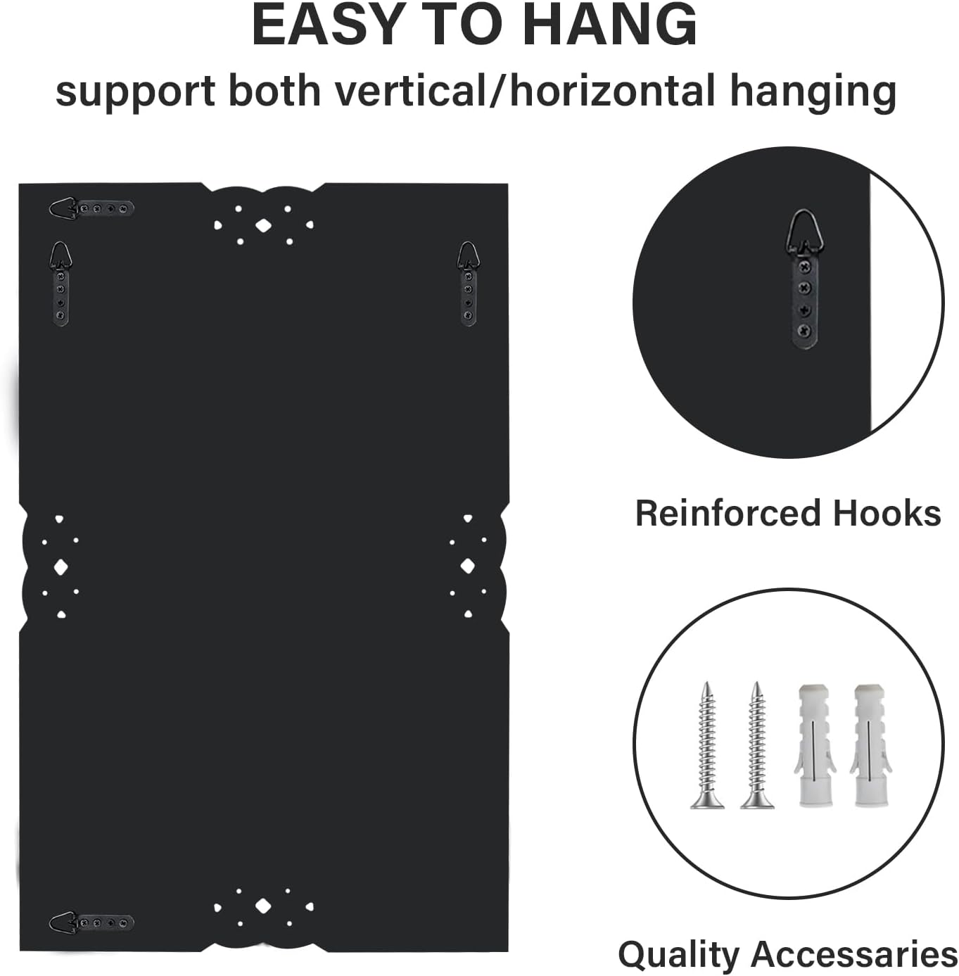 Crushed Diamond Decorative Wall Mirrors, 24x36 Inch Rectangle Living Room Mirrors for Wall Decor, Modern Glam Bathroom Dining Room Entryway Mirror Silver