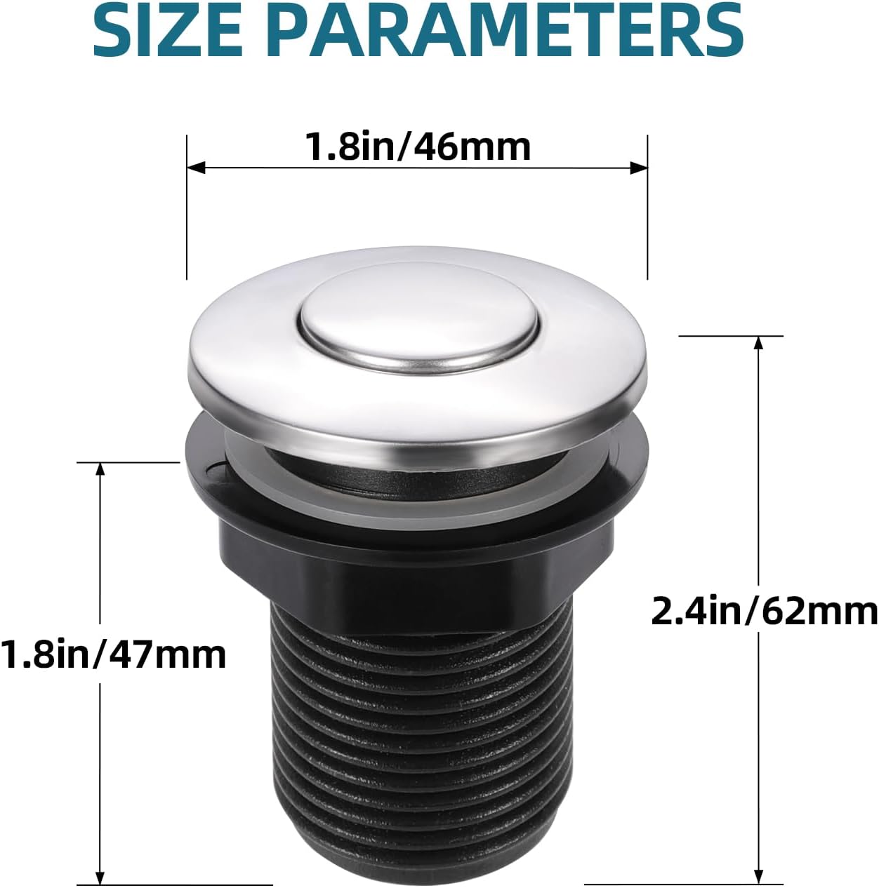 RQYEKDO Garbage Disposal Air Switch Kitchen Sink Top Long Stainless Steel Brushed Nickel Long 32mm/1.26 inch for Food and Waste Disposal On/Off Air Button Parts