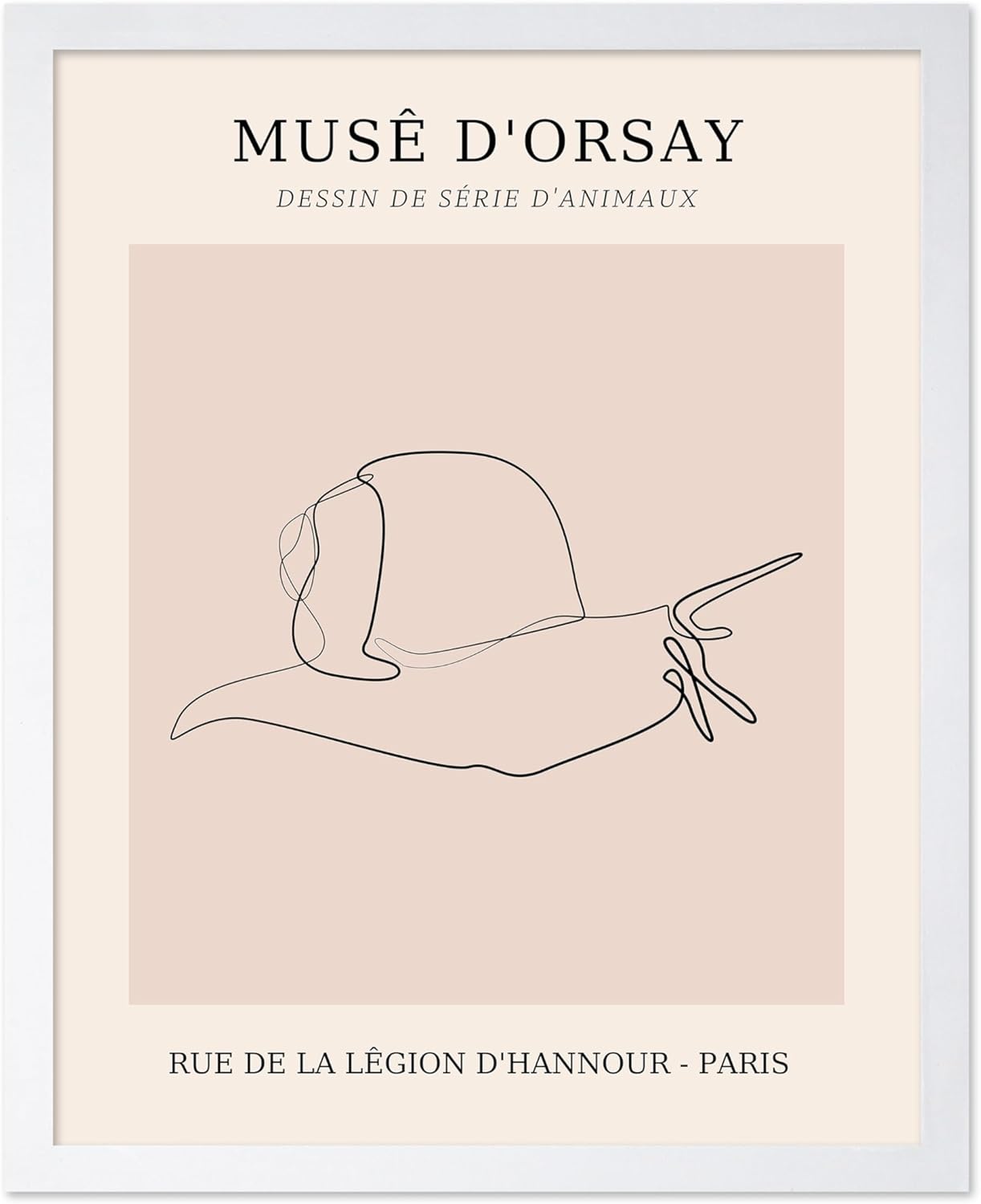 Poster Master Vintage Poster - Retro One Line Snail Drawing Print - Snail Line Art - Minimal Gift for Men, Women, Animal Lover - Abstract Wall Decor for Home, Office, 16x20 White Framed