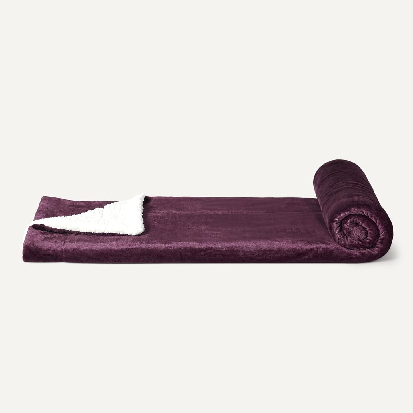 Amazon Basics Reversible Sherpa Throw Blanket, Plum, 50"x60"