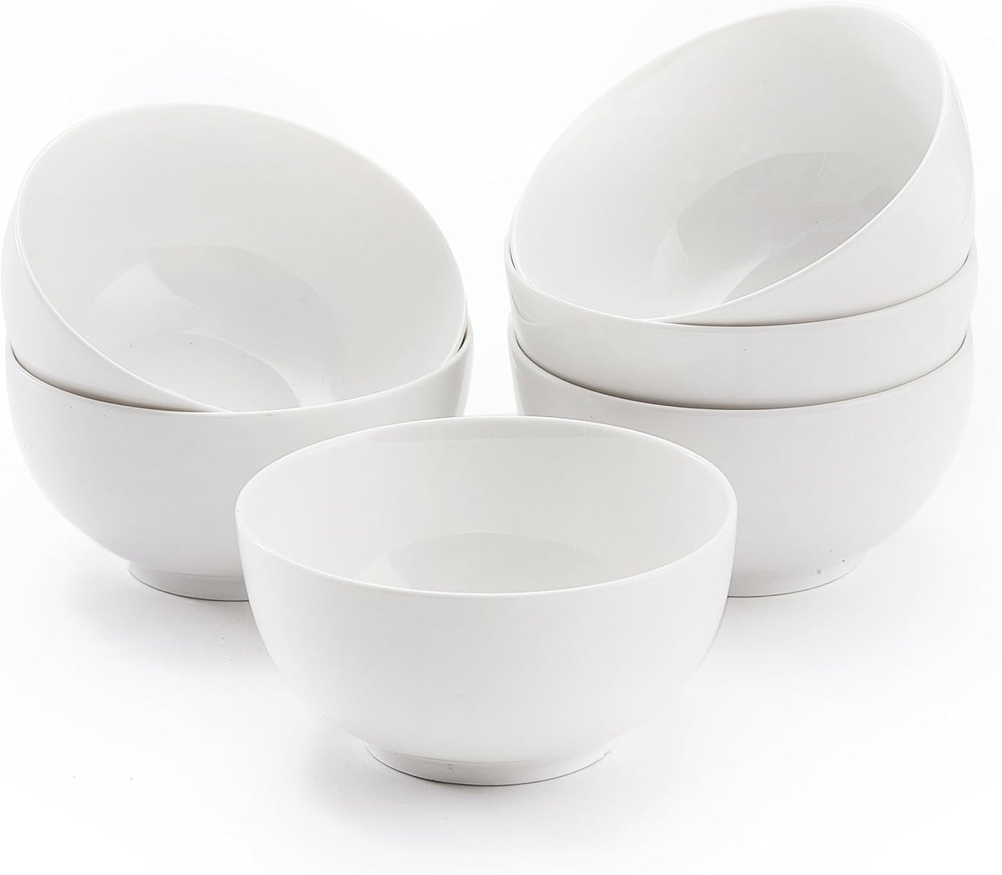 White Soup Bowls 6 in, 26Oz round Large Ceramic Bowl set of 6, Deep Porcelain Bowls for Cereal, Salad, Noodles, Dishwasher/Microwave safe