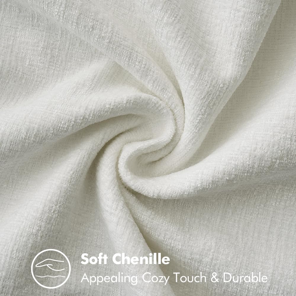 MIULEE Pack of 2 Christmas Pillow Covers 20x20 Inch Pure White Farmhouse Decorative Throw Pillow Covers with Stitched Edge Soft Chenille Solid Dyed Couch Pillow Covers for Sofa Bed Living Room