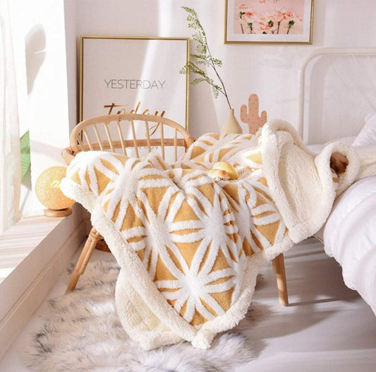 UKELER Yellow Sherpa Fleece Blanket Ultra Plush Lightweight Throw Blankets Cozy Soft Luxury Blanket for Couch Bed 60'' x 50''