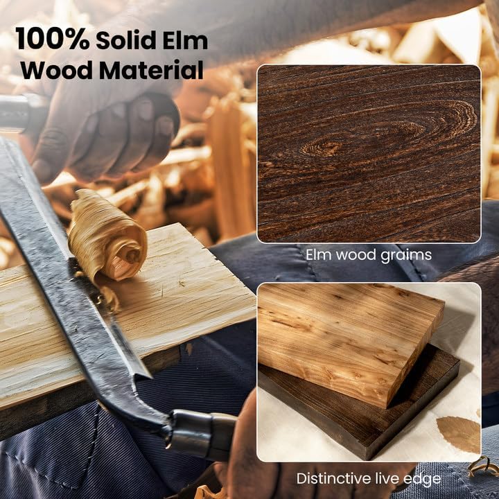 Floating Shelves for Wall, 72"x9.3" Rustic Solid Live-Edge Elm Wood Wall Shelves, Heavy-Duty Floating Shelves with Invisible Brackets, Set of 2 for Living Room, Bedroom, and Kitchen, Grey Finish