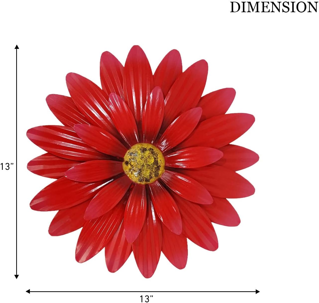 Metal Flowers Outdoor Decor 13" Metal Sunflower Wall Art Decorations Sunflower Wall Decor for Kitchen Living Room Porch Garden Yard
