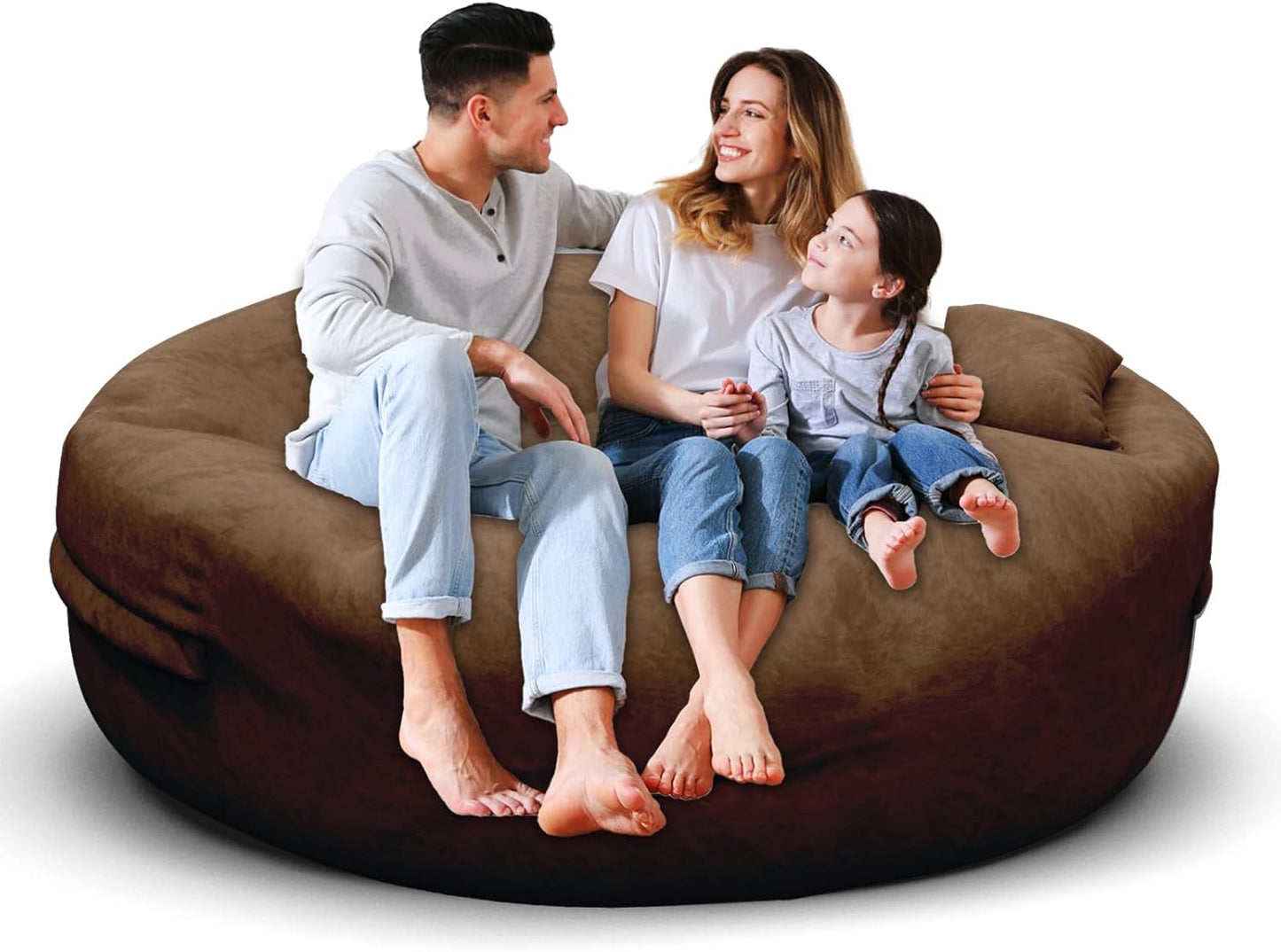 Bean Bag Chair for Adults 5FT,Soft Removable Cover for Teens/Girls Bedroom,Fluffy Giant Round Floor Beanbag Lounger Chairs (No Filler,Deep Coffee)