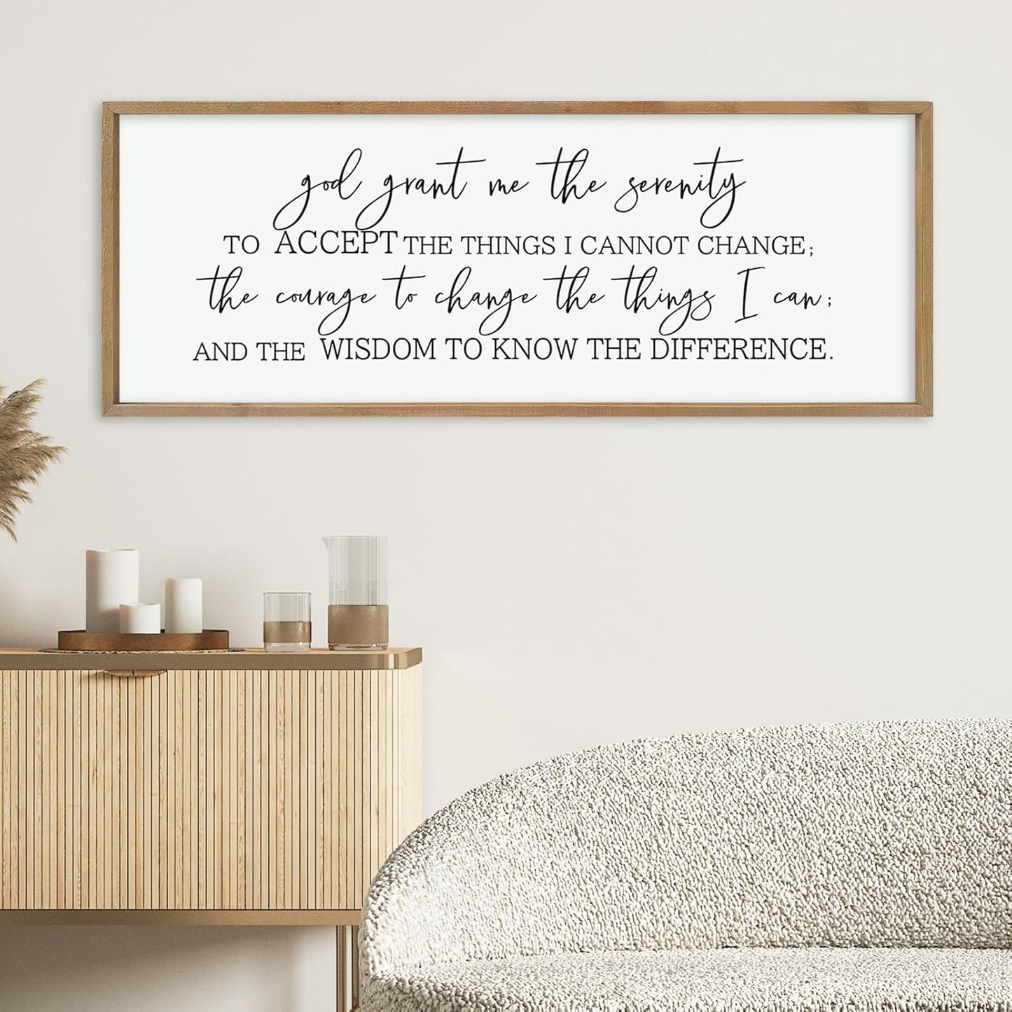 LuZhiQiang God Grant Me Prayer Wall Decor Art 40"×15" Serenity Prayer Bible Verse Sign Scripture Large Wood Framed Wall Hanging (Wood)