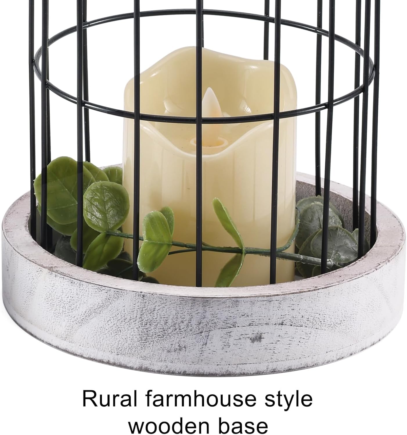 PHOSPHOR Rustic Farmhouse Decor Lantern Set of 2 Modern Farmhouse Decorative Indoor for Kitchen Fireplace Centerpiece Table Dinning Living Room