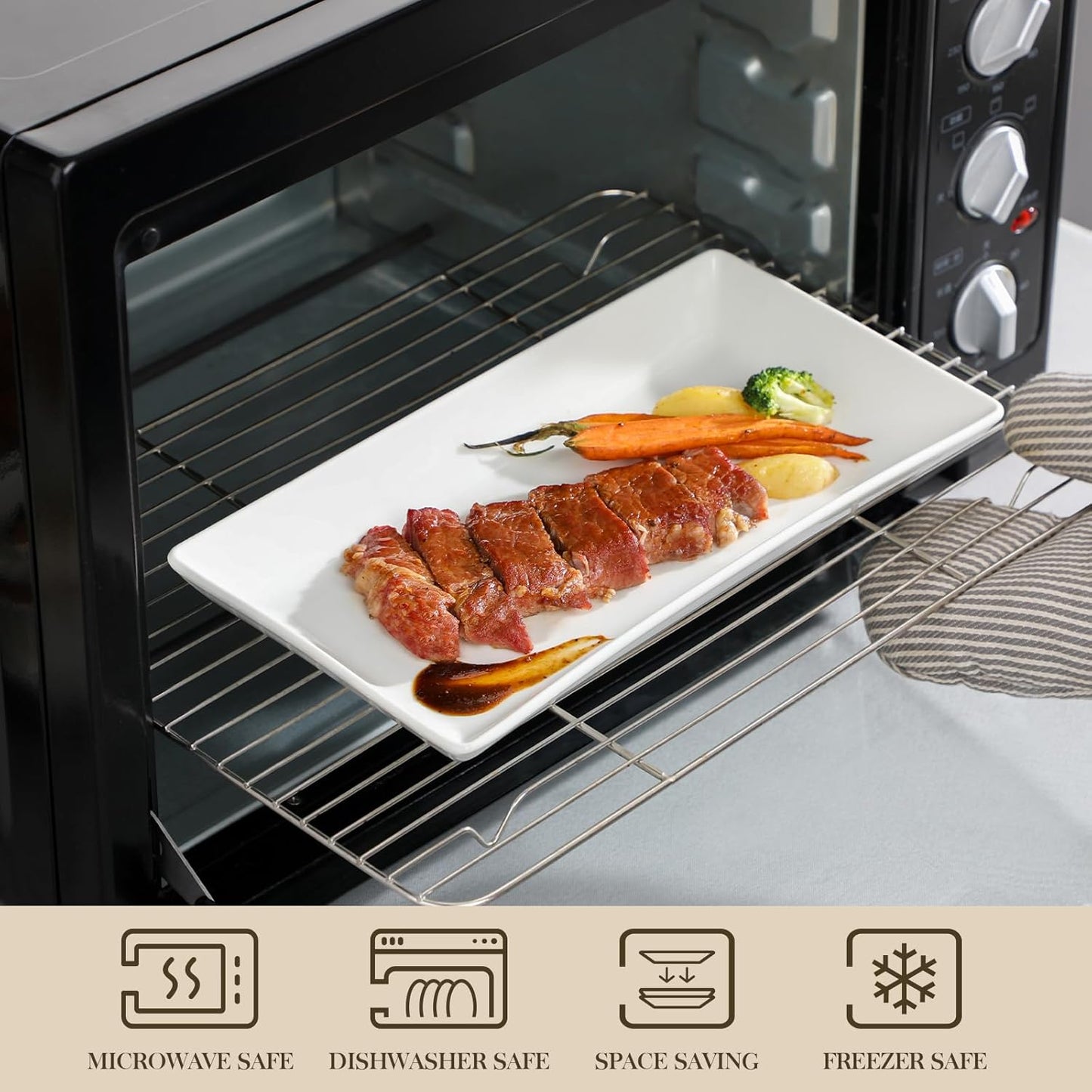 MALACASA 3 Tier Serving Trays for Party, Porcelain Serving Platters and Trays, 12 Inch Tiered Tray Stand, Fruit Tray, Trays for Serving Food, White Dessert Stand with Collapsible Sturdier Metal Rack