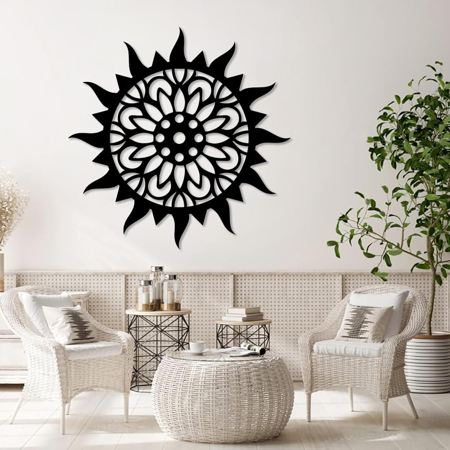 Sunburst Metal Wall Decor, Metal Sun Wall Decor, Metal Sun Flower Wall Art, Outdoor Metal Sun Wall Art, Sun Burst Wall Decor, Home Decor, Patio Decor, Wall Art for Living Room, Bedroom (Gold, 32"x32"|80x80cm)