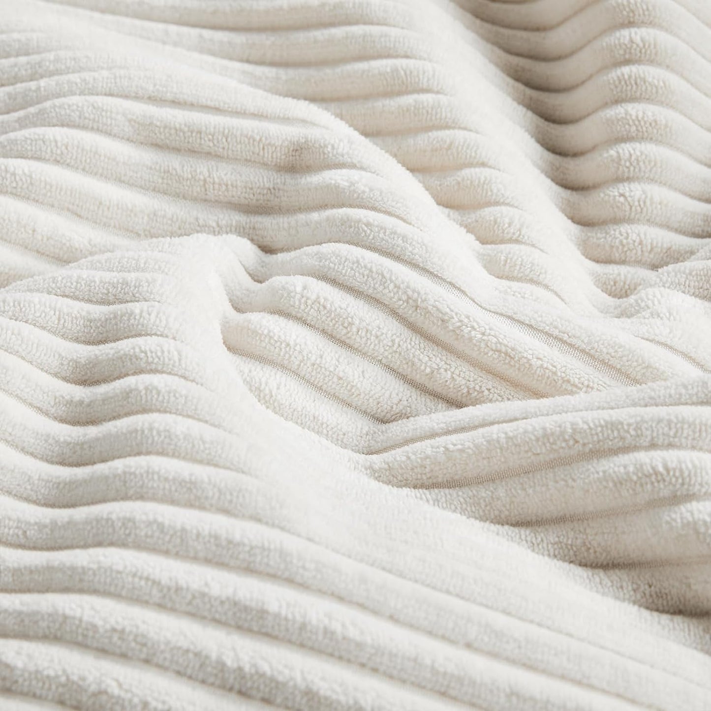 Fancy Homi 2 Packs Cream White Decorative Throw Pillow Covers 18x18 Inch for Living Room Couch Bed Sofa, Farmhouse Boho Home Decor, Soft Corss Corduroy Patchwork Textured Square Cushion Case 45x45 cm