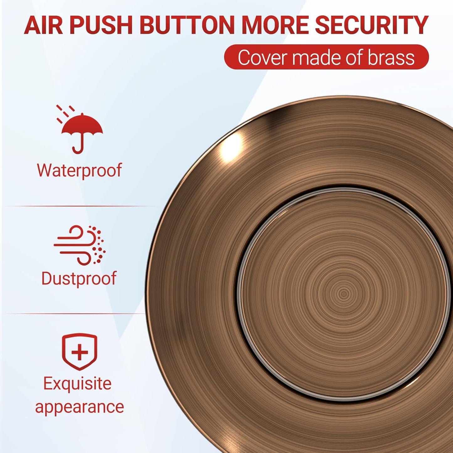 APIELE Garbage Disposal Air Switch Kit, Sink Top Push Button Switch for Food Waste Disposer, UL Listed 3.6" Long On/Off Air Button (Black Bronze)