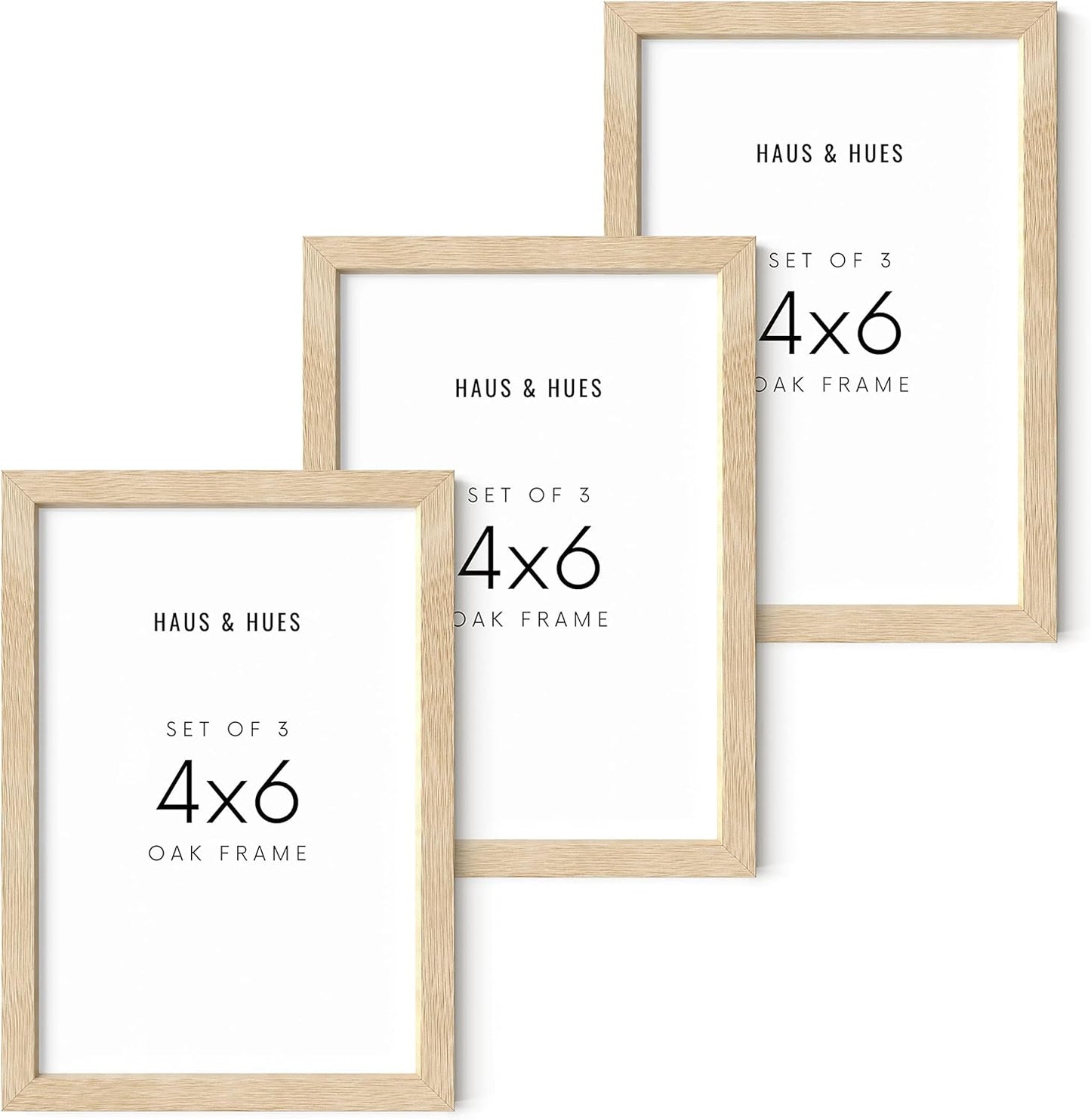 HAUS & HUES Solid Oak Wall or Tabletop Frame Set - Beige Gallery Frame With 4x6 Frames