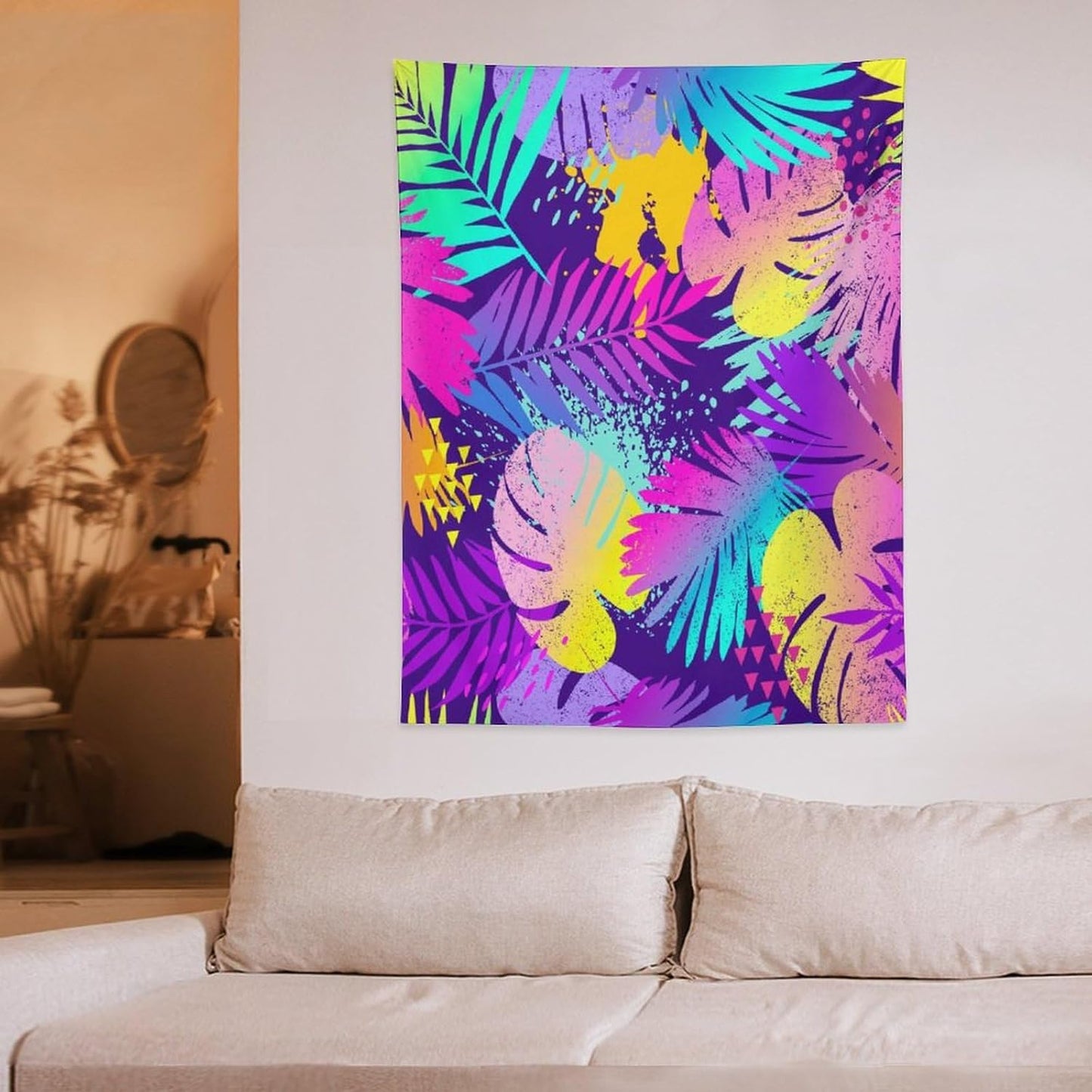 ICMOLYYENLO Palm Leaf Tapestry Wall Hanging, Tropical Leaves Plant Jungle Green Hawaiian Art Home Decor for Guest Bedroom Living Room Dormitory 60x80