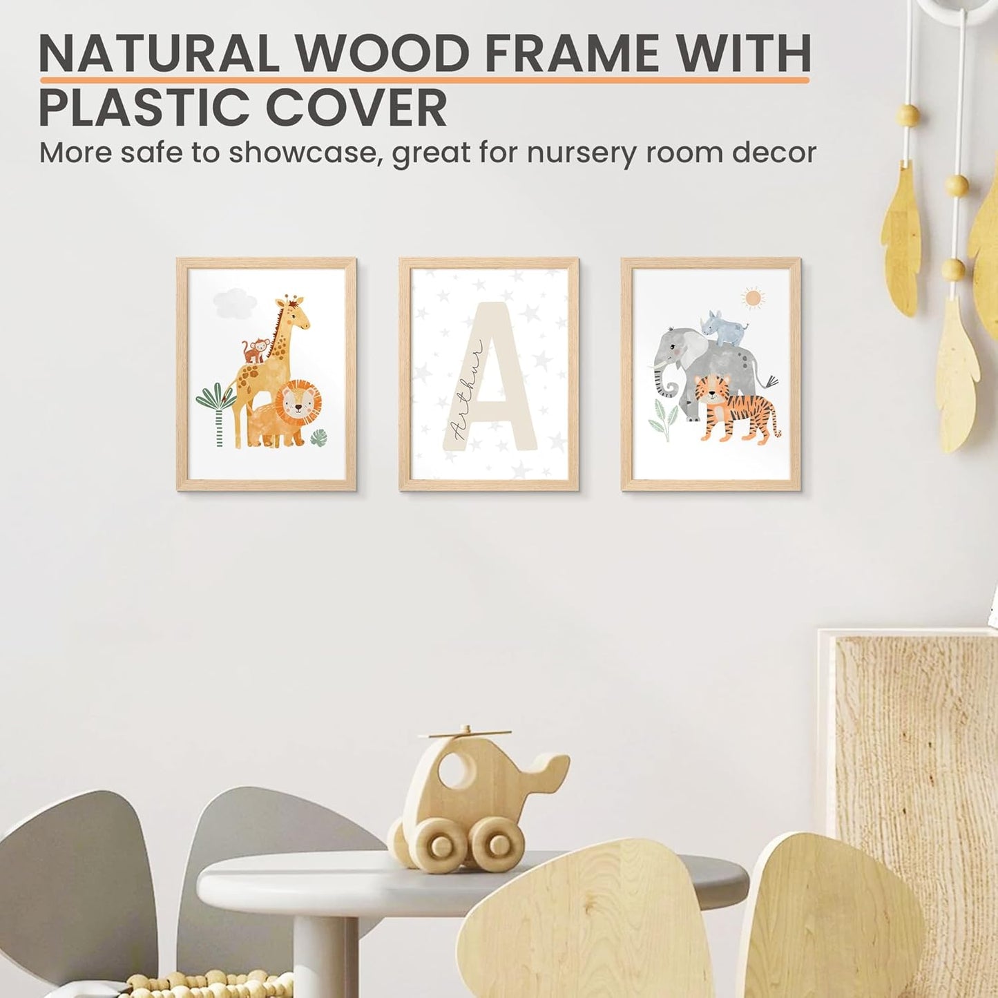 upsimples 9x12 Frame, Natural Solid Wooden Picture Frames, Display 6x8 with Mat or 9 x 12 Without Mat, Wall or Tabletop, 1 Pack, Natural