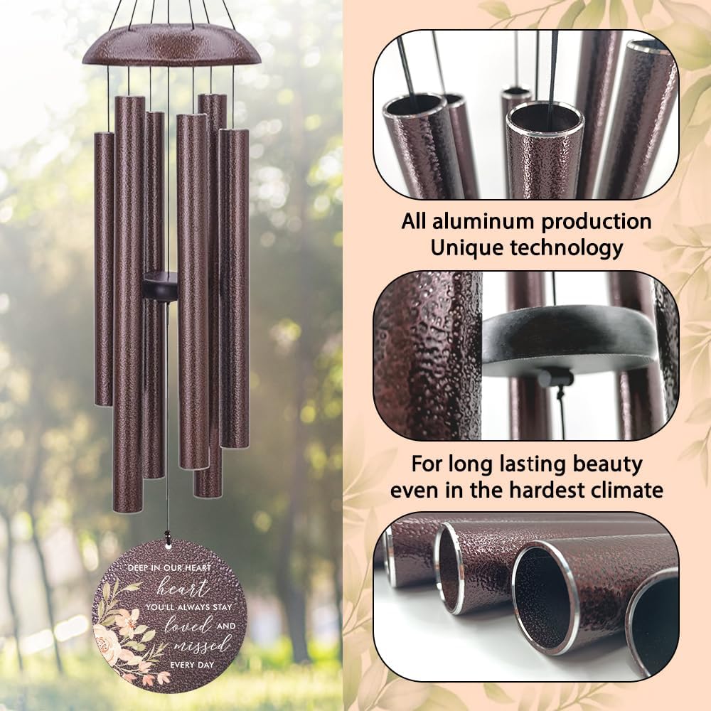 Personalized Wind Chimes, Sympathy Wind Chime, in Loving Memory for Loss of Loved Dad/Mom, Metal Large Memorial Condolences Gifts, Remembrance Wind Chimes for Loss of Loved One