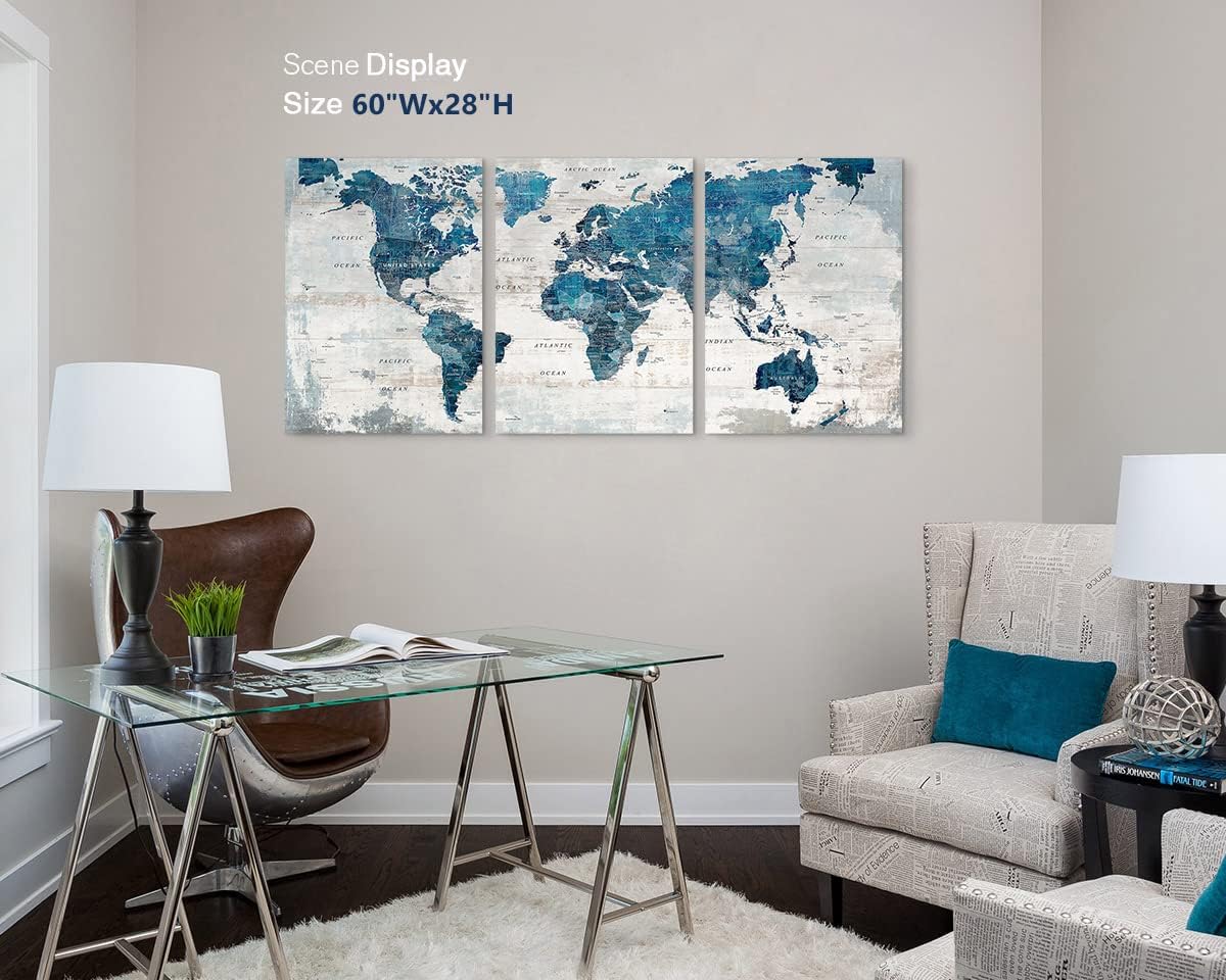 Canvas Wall Art Bedroom Wall Decor Blue Pictures for Living Room Office Artwork for Walls 60" W x 28" H Framed Positive Art Farmhouse Decor