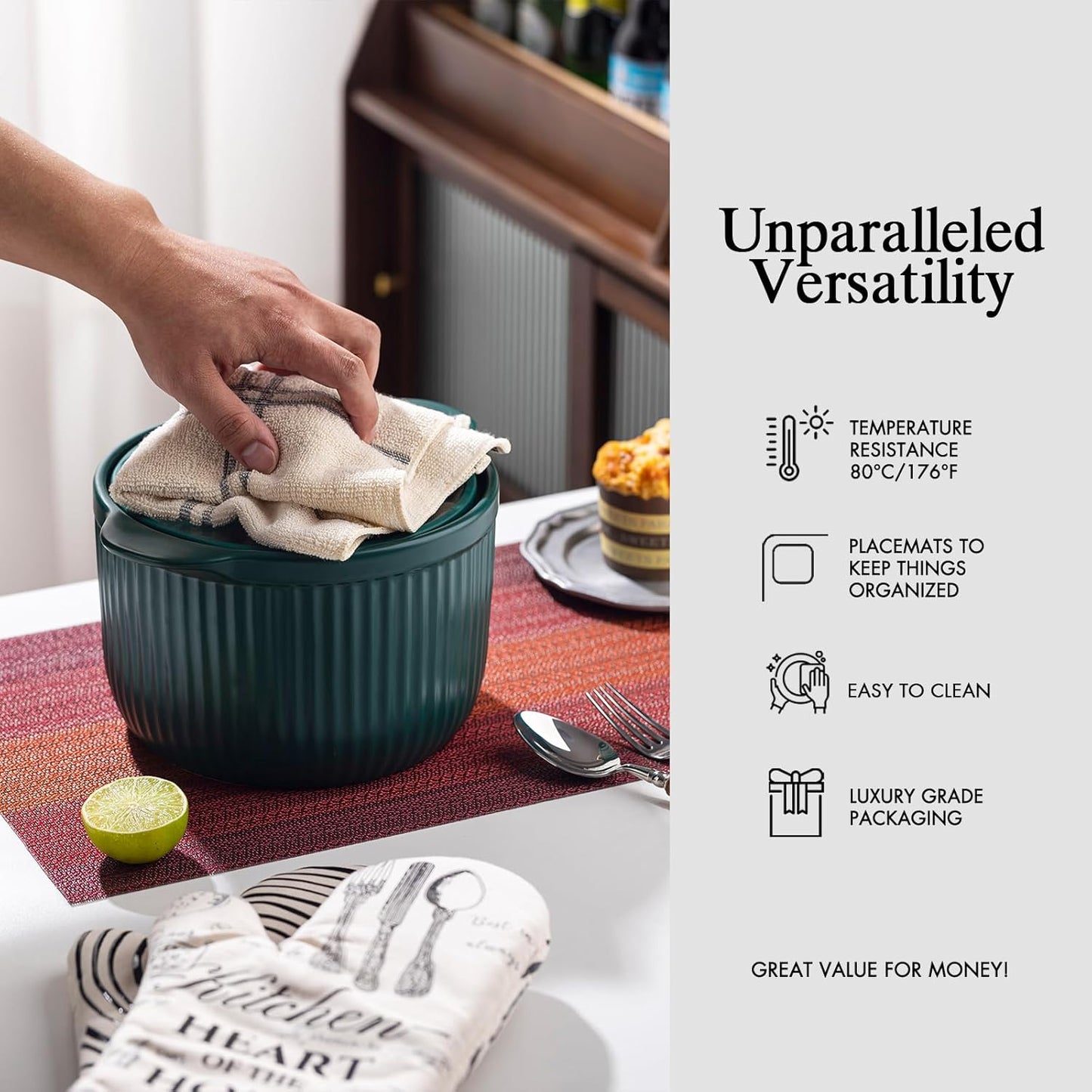 Placemats Set of 4 - Easy Clean Woven Vinyl Placemats for Dining Table, Indoor/Outdoor Place Mats, Washable PVC Table Mats（Pomegranate Parade）