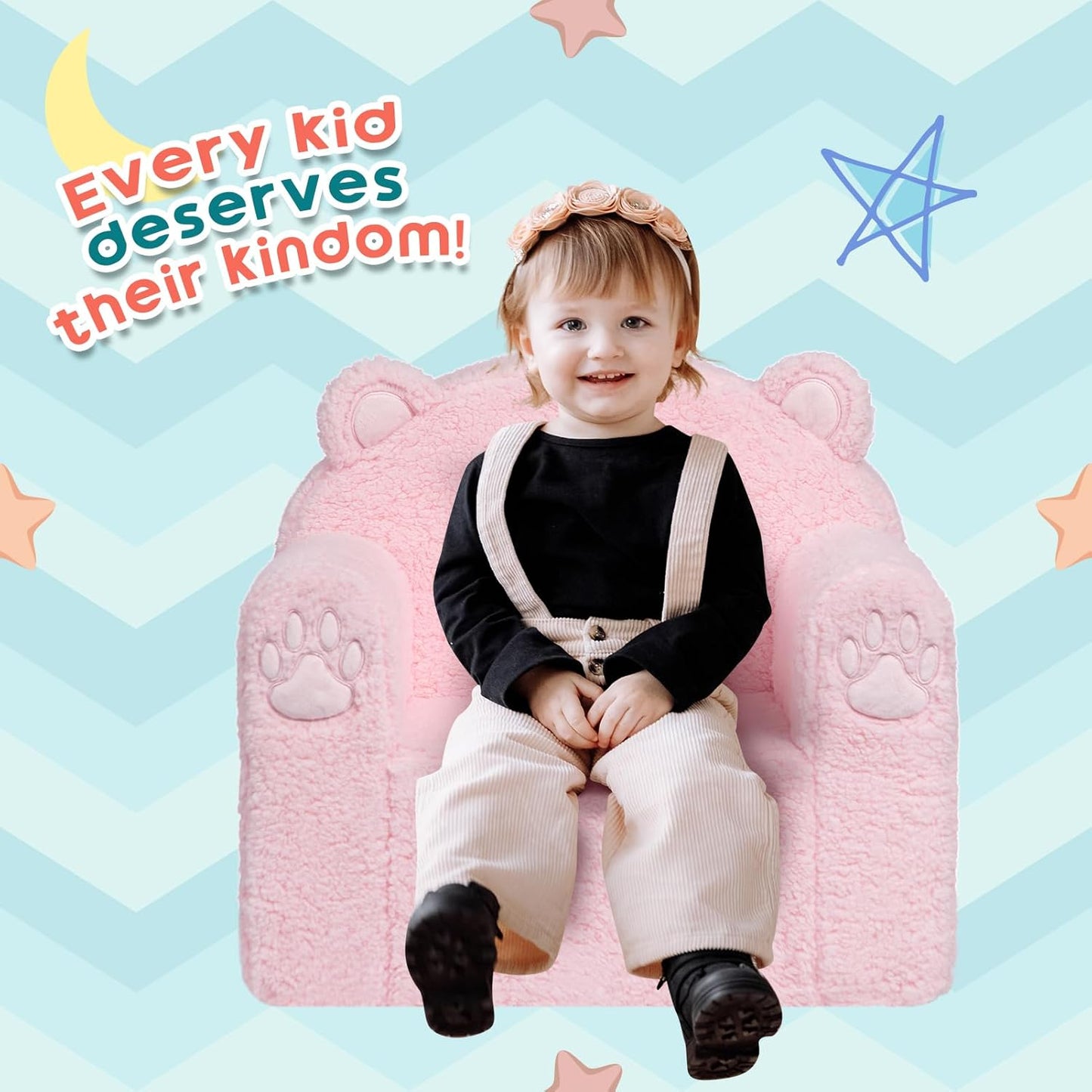 ALIMORDEN Animal Series Kid's Chair, Ultra-Soft Comfy Foam Filled Toddler Sofa Chair, Cute Animal-Shaped Design Toddler Couch, Lightweight Birthday for Baby Boys & Girls (Pink Bear)