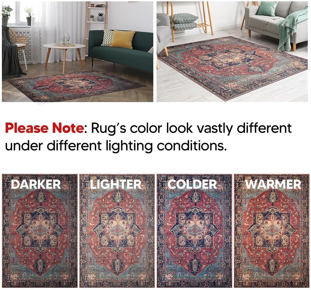 Keen Home Design 2x7 Rug - Machine Washable Runner Rug with Non-Slip Backing, Ideal for Hallway, Entryway, Kitchen, Laundry Room - Vintage, Easy Clean, Durable, Low Pile Rug - (2'6" x 7')