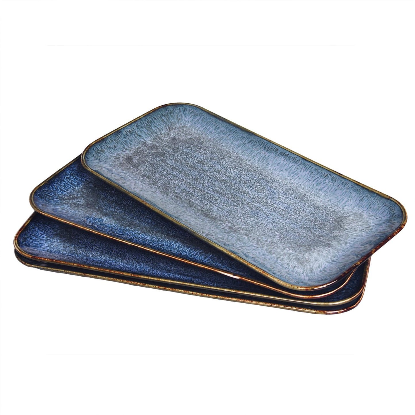 Porcelain Dinner Plates set dessert salad dish Set of 4,Main Dish for Steak,Bread, Pasta,Salad, Microwave Oven and Dishwasher Safe,Scratch Resistant Reusable 9.8 INCH Rectangular