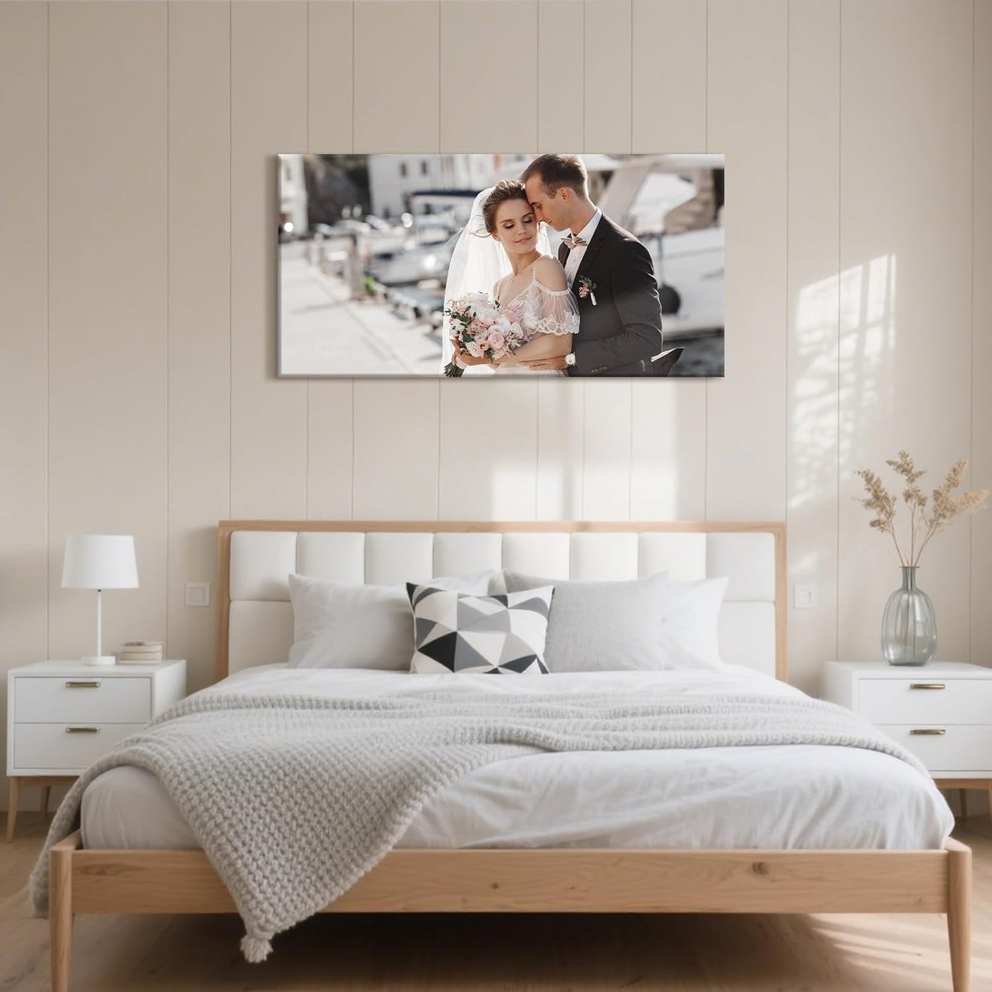 Personalized Custom Canvas Prints with Your Photos & Text, Customized Picture Print, Transform Own Images Into Framed Wall Art Digitally Printed Photo to Canvas, Keepsakes Gifts for Family 32x16’’