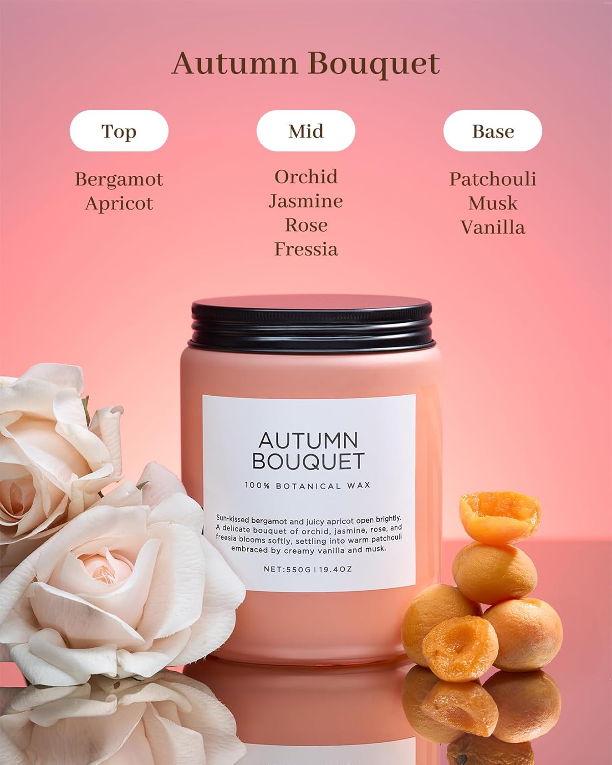 M&SENSE Fall Candle Autumn Wreath Scented, Large 19.4oz Natural Soy Wax 110 Hours Burn Time Clean Non Toxic Candle Classic 2 Wicks Gifts