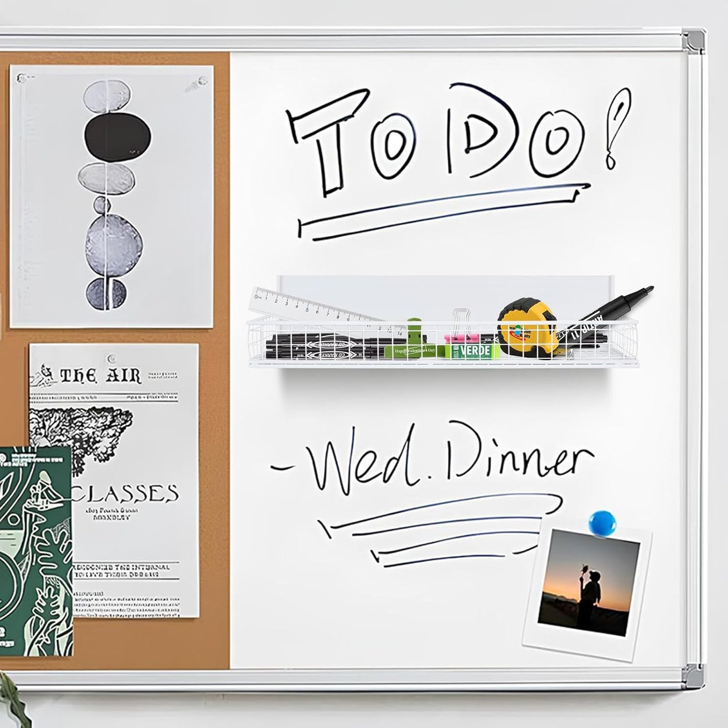 Magnetic Shelf for Fridge Magnetic Basket Organizer Wire Mesh Magnetic Holder Magnet Shelf Accessories for Office Kitchen Classroom Storage,White, 13.77" x 5.11" x 1.7"