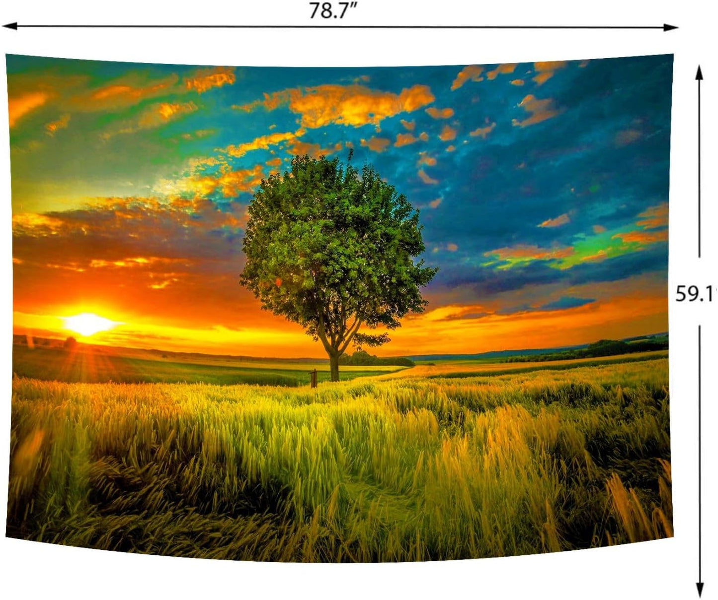 Delur Sunset Tree of Life Tapestry Forest Nature Landscape Wall Hanging Tapestry Scenic Tree Woodland Natural Sunrise Headboard for Bedroom Living Room Home Decor (59.1" x 78.7")