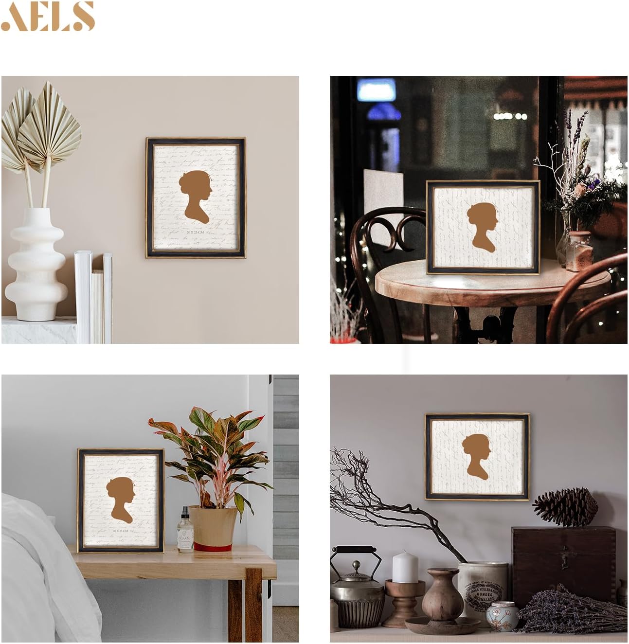 AELS 8x10 Inch Vintage Picture Frame, Elegant Antique Photo Frames with Glass Front, Photo Display, Tabletop Wall Hanging, Gift Ideas, Black with Gold Trim