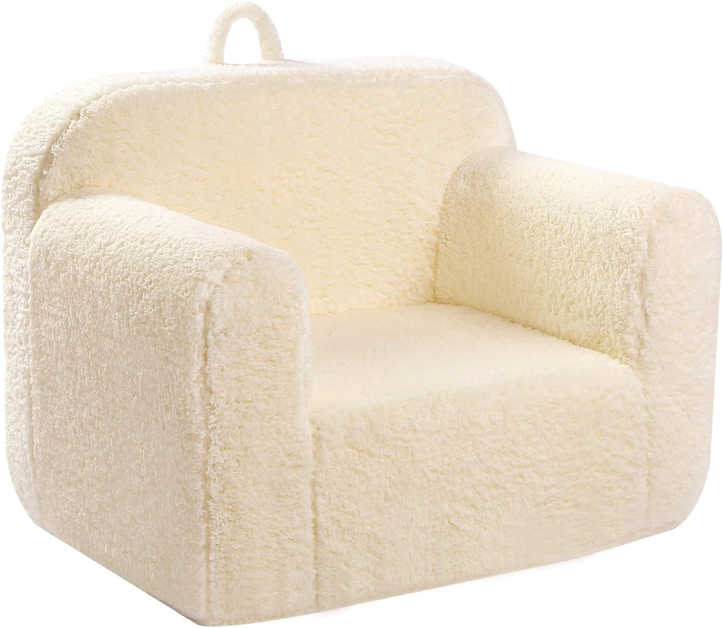Kids Snuggly-Soft Sherpa Chair, Cuddly Toddler Foam Chair for Boys and Girls, Cream