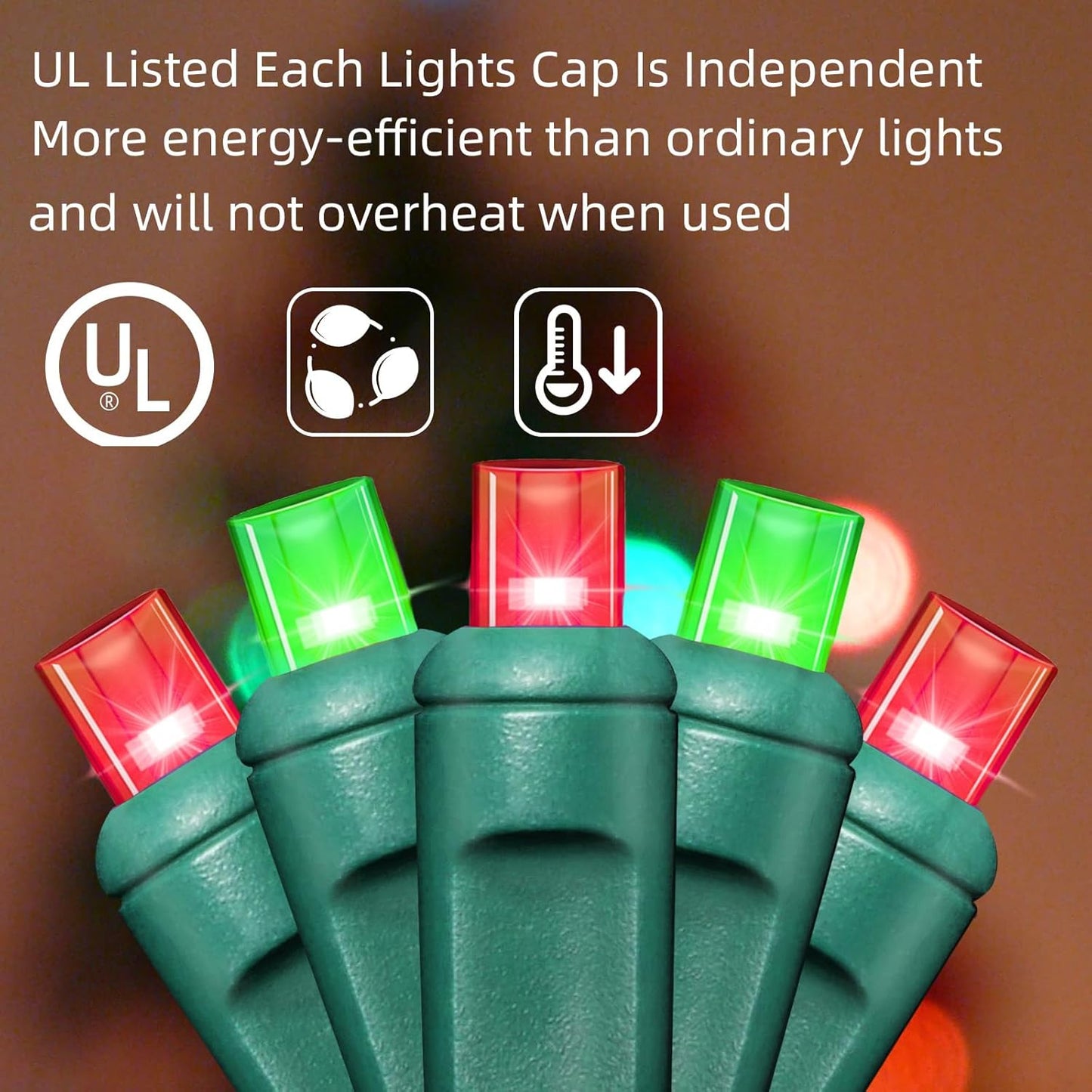 600LED (12pk of 50L) String Lights,LED Christmas Lights, 6" SPACING,Green Wire,Red and Green