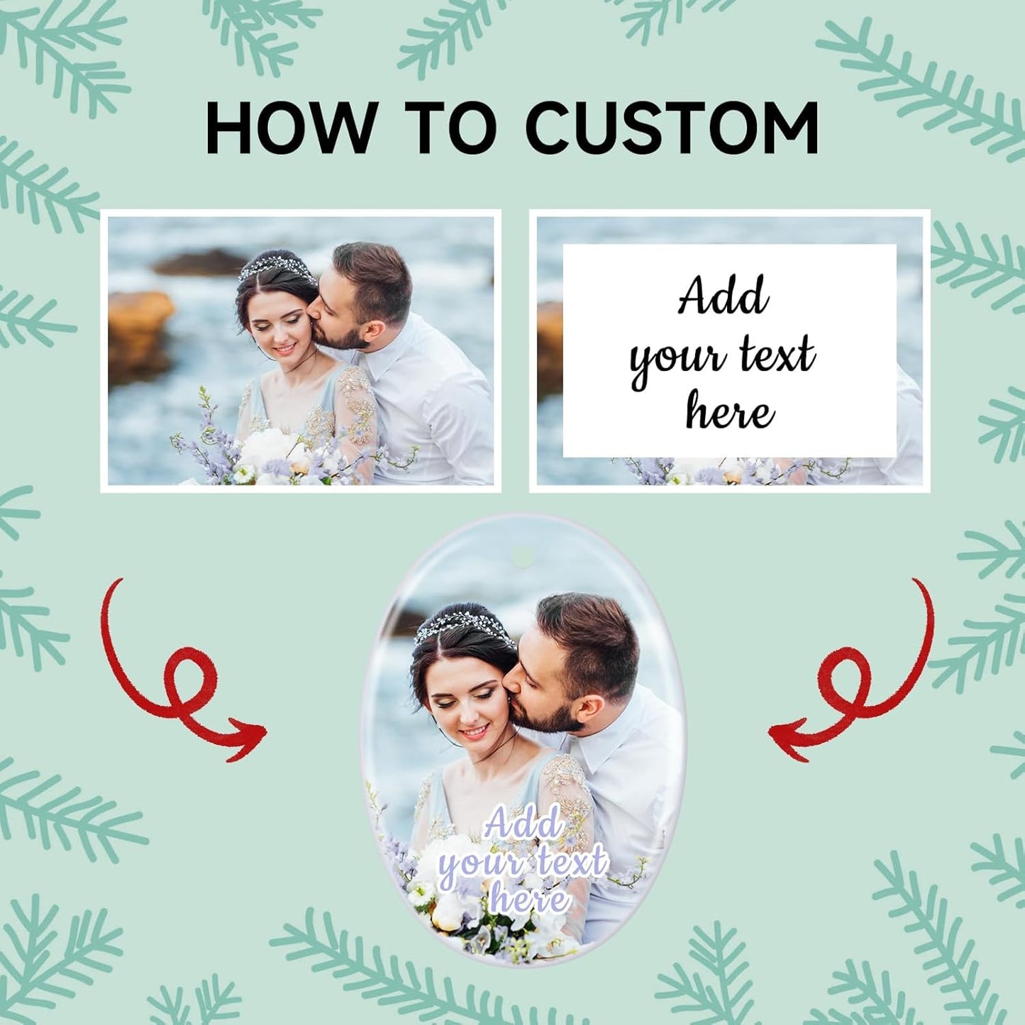 Personalized Christmas Ornaments 2025, Ceramic Custom Photo Text Hanging Ornament Customized Christmas Tree Decorations Gift for Family, Kids, Friends, Couples, Wedding