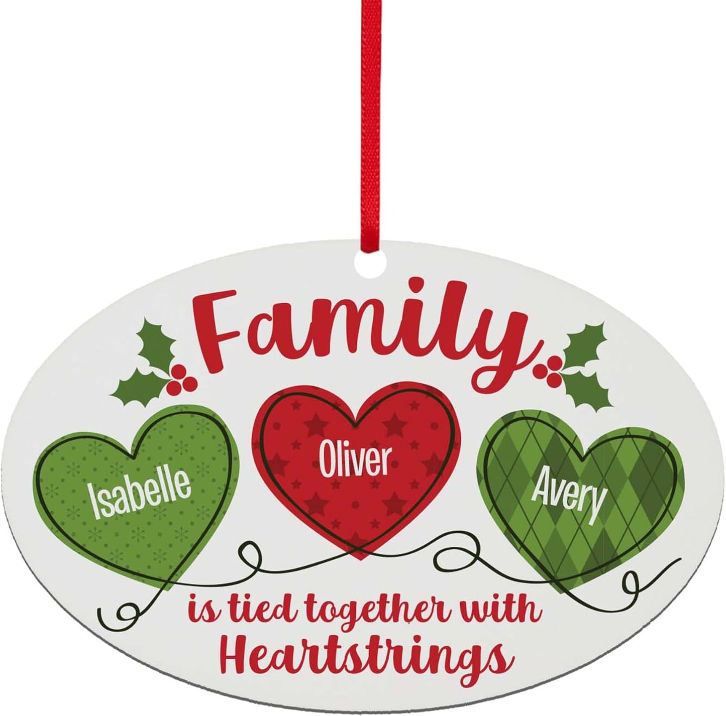 Let’s Make Memories Personalized Christmas Ornament - for Family - 2024 Christmas Ornament - Wood - Oval - 2–6 Names - Heartstrings