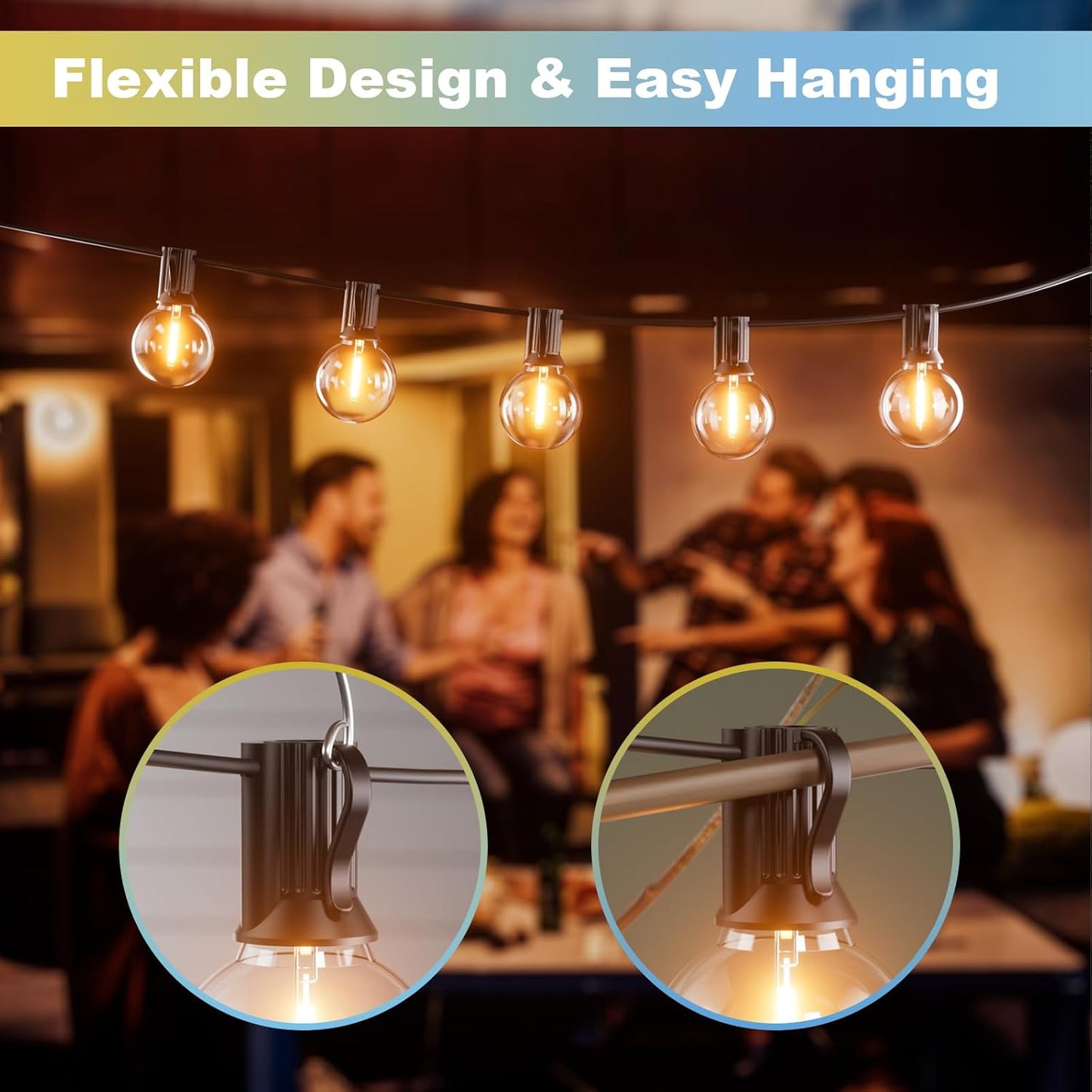 Bomcosy Outdoor String Lights,50 FT LED String Lights for Outside with Shatterproof Dimmable 25+1 Bulbs,Waterproof Connectable Outdoor Lights for Deck,Garden,Backyard,Balcony,Porch,Patio
