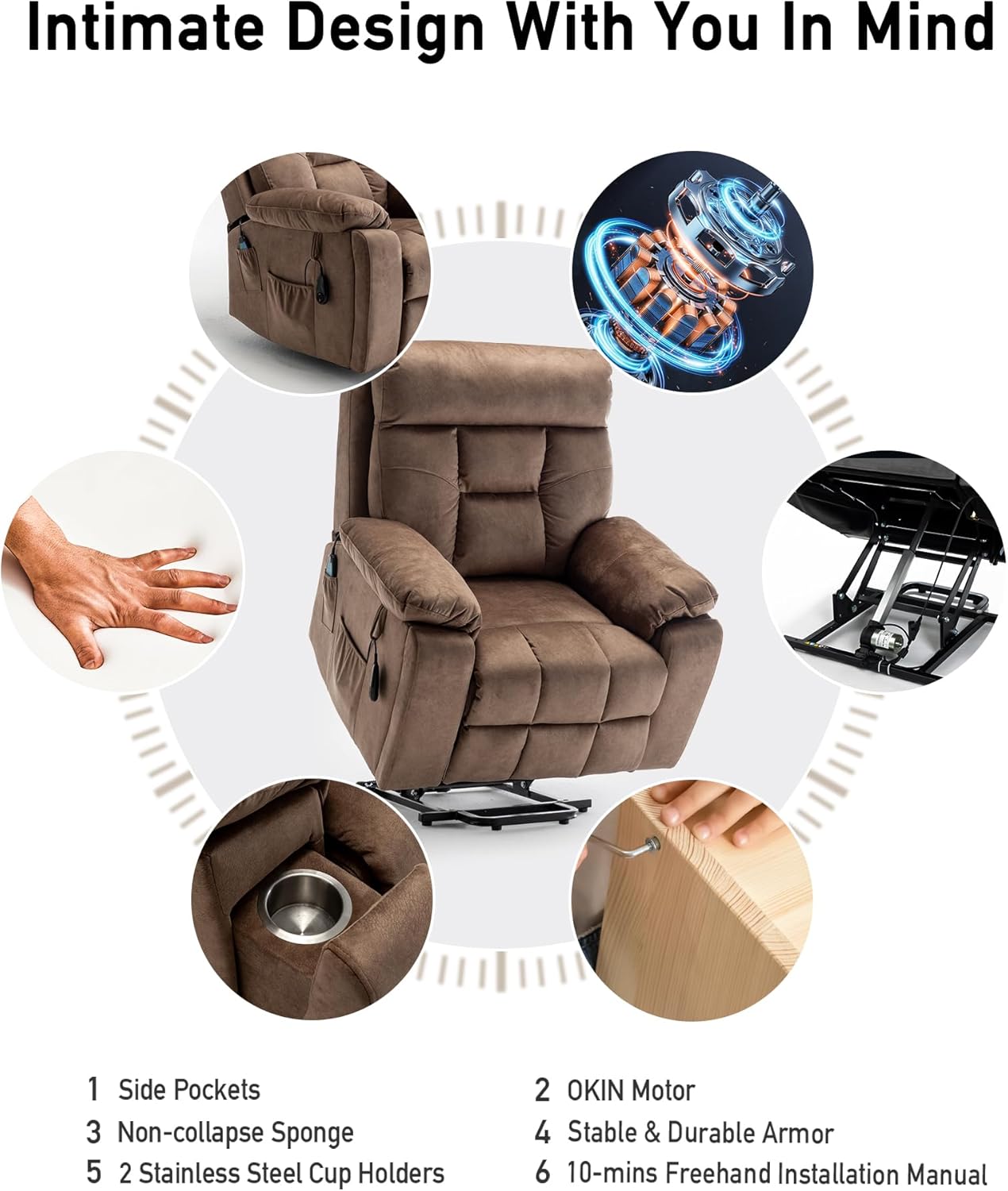 Lazy boy Recliner Chair with Cupholder/Power Lift Recliner Chair for Elderly， Electric Recliner/Big and Tall Recliners for People Up to 6'2"/350lb Range