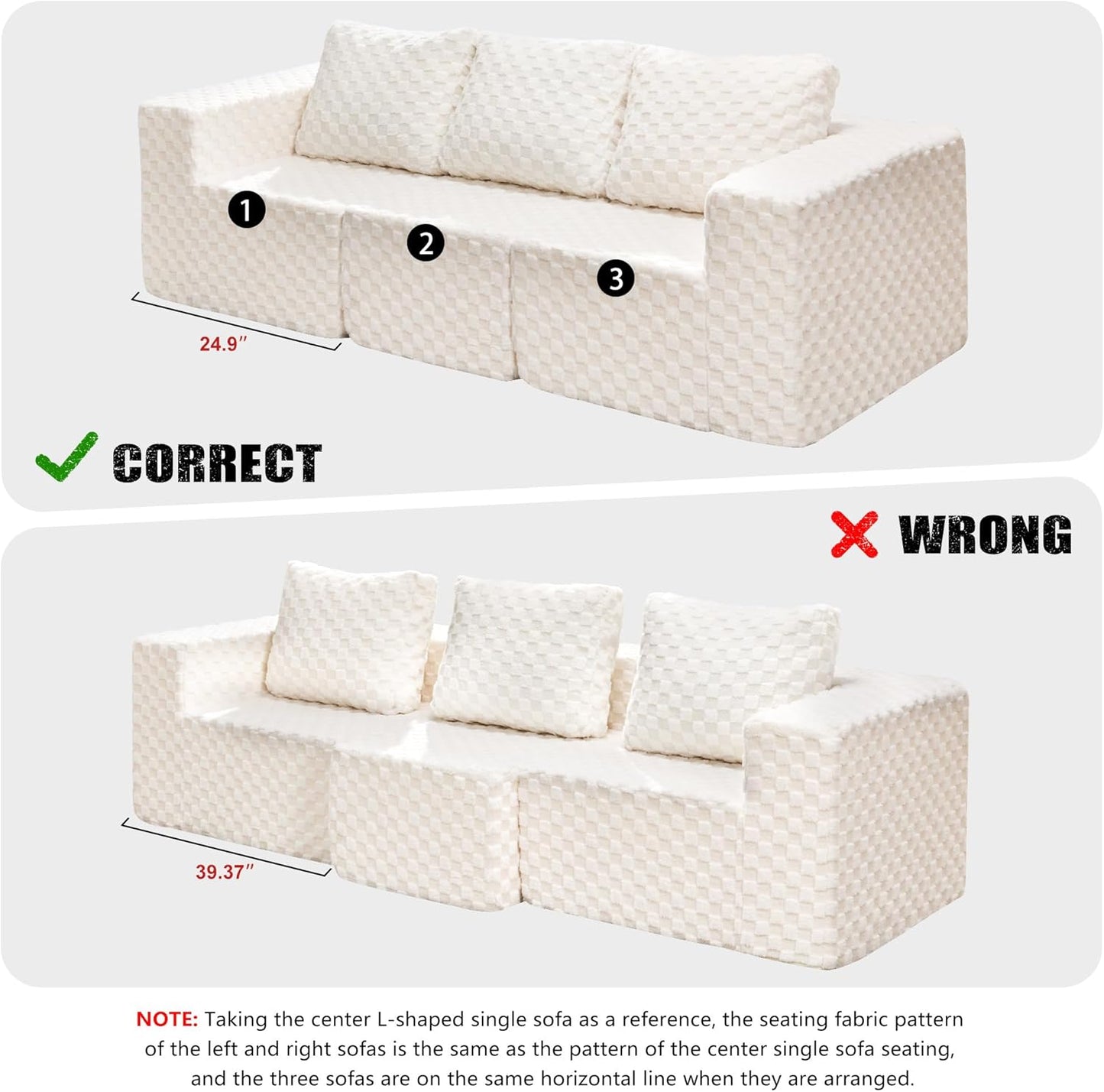 Hobestluk Modular Sectional Sofa Memory Foam Couch Oversized Sectional Sofa 3-Seater with Chaises Cloud Couch with Removable Cover U Shaped Sofa for Living Room (Plush White, U Shape)