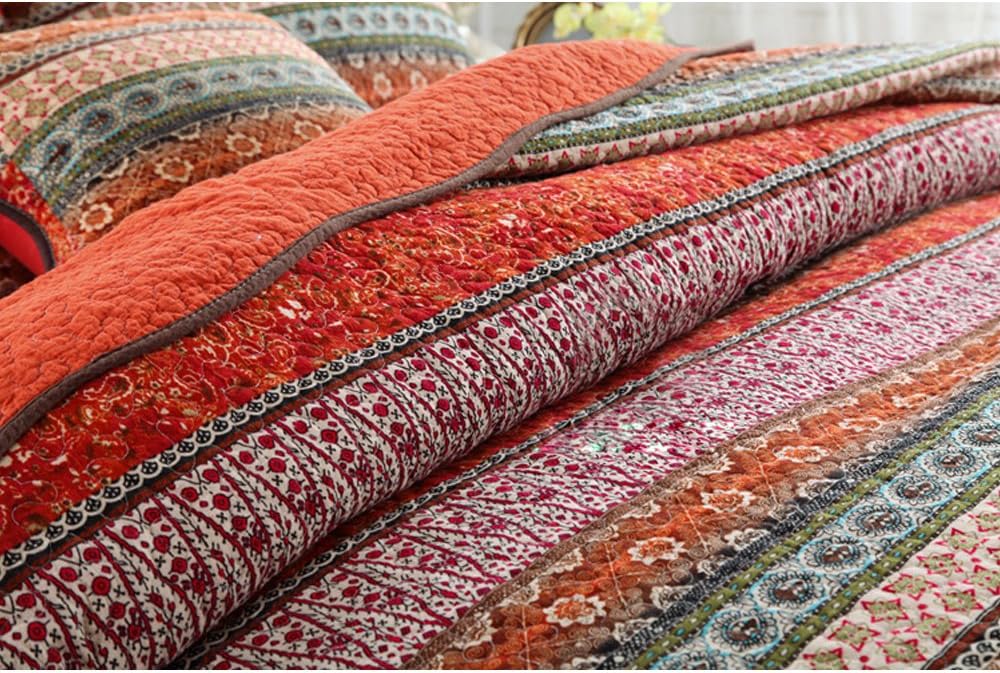 NEWLAKE Striped Classical Cotton Patchwork Bedspread Quilt Sets, Twin Size